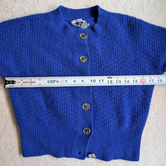 Anne Klein 100% Cashmere Royal Blue Silver Button-Up Cardigan - see measurements - Picture 10 of 10
